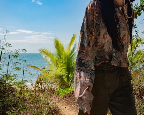 Person walking comfortably in nature